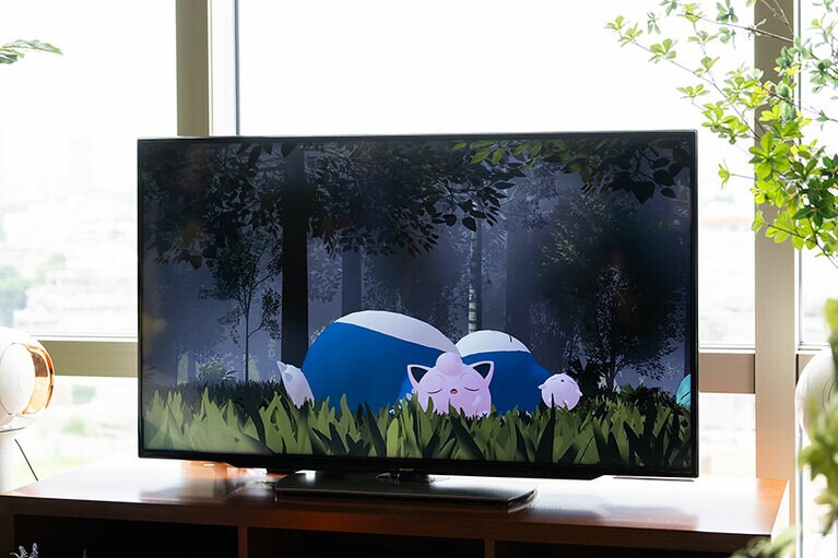 大画面に映し出されるカビゴン。