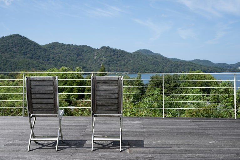 買い物の途中に、一息。