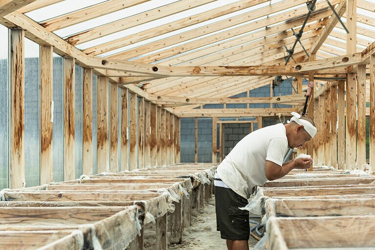 「塩を娘のように大切にし手間を惜しまないことが大事」と塩二郎さん。