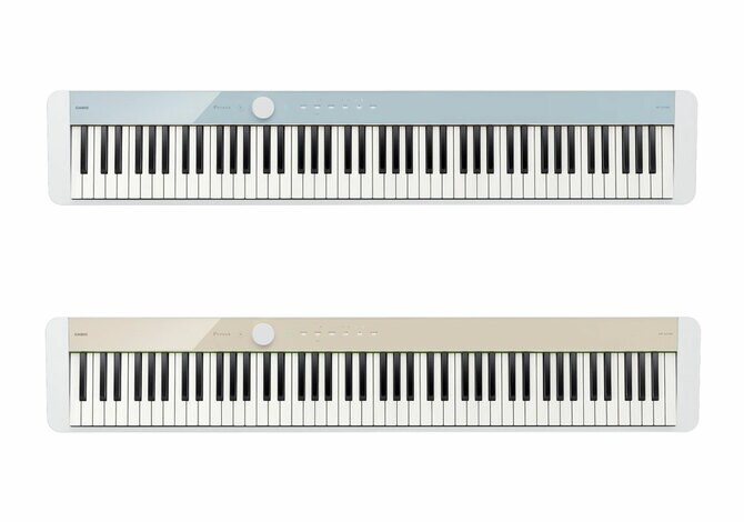 「穏やかで心地よいひととき」をコンセプトとした数量限定販売の「Privia PX-S1100」カームブルー（上）とメロウベージュ。