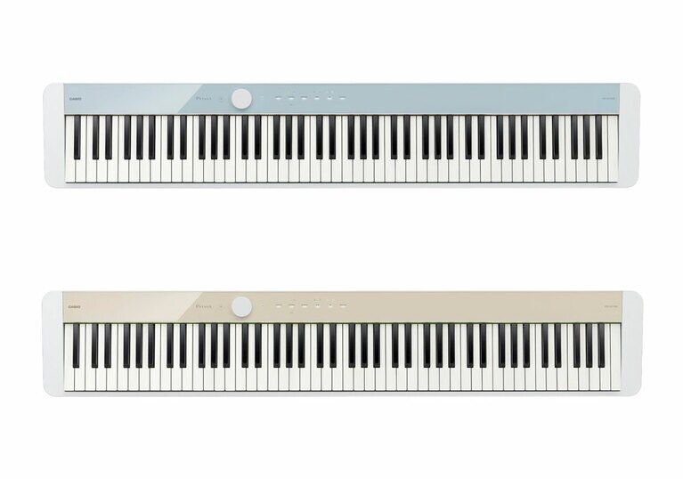 「穏やかで心地よいひととき」をコンセプトとした数量限定販売の「Privia PX-S1100」カームブルー（上）とメロウベージュ。