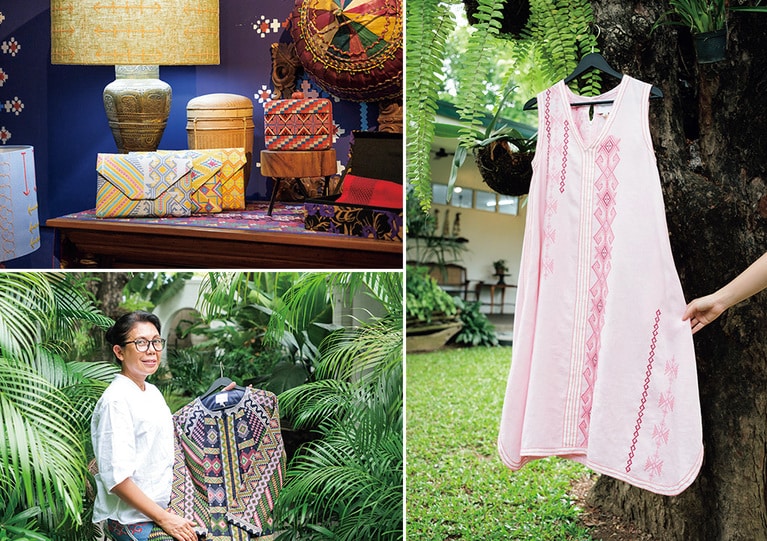 フィリピン先住民族の伝統的な織物、刺繡、ビーズ細工などの技法とパターンにインスピレーションを受けたアパレルを手がける「Filip+Inna」のレノーラ・ルイサ・レン・カビリさん。