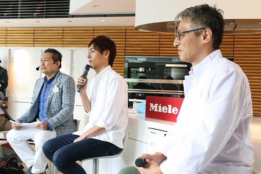 写真左から、ミーレ・ジャパン マーケティング部 和田博明さん、中村祐一さん、阿部哲也さん。