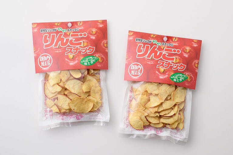 【長野県】あずさ販売の「りんごスナック」各500円(70g)。