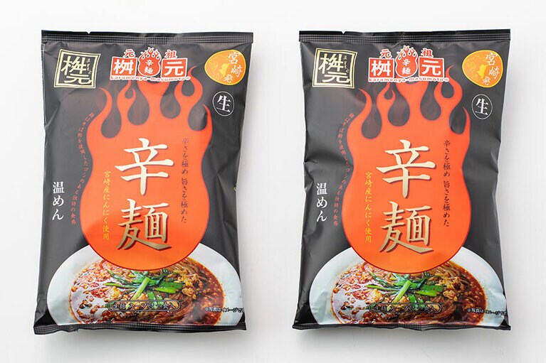 辛麺屋桝元生麺パック 490円(149g)。