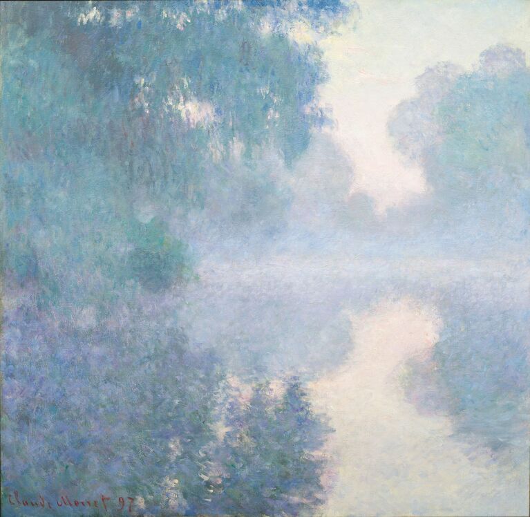 クロード・モネ《ジヴェルニー近くのセーヌ河支流、日の出》1897 年 油彩／カンヴァス マルモッタン・モネ美術館、パリ（エフリュシ・ド・ロチルド邸、サン=ジャン=キャップ=フェラより寄託） © musée Marmottan Monet / Studio Christian Baraja SLB