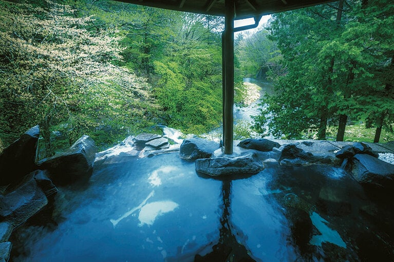 渓谷を一望する女性専用露天風呂。