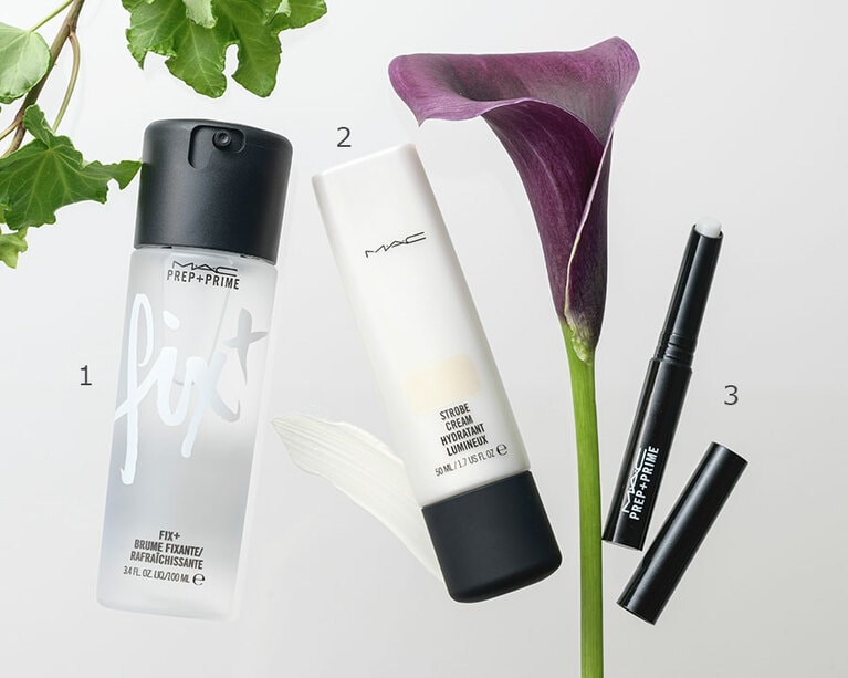 1. プレップ プライム フィックス＋ 100mL 2,800円／2. ストロボクリーム 全5色 各4,500円／3. プレップ プライム リップ 2,700円。