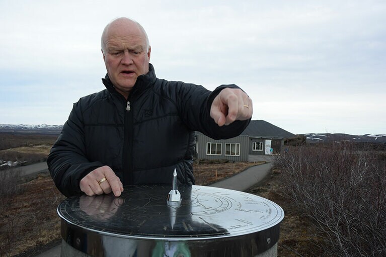 ガイドをしてくれたアイスランド観光局のジョンソンさん。顔はこわいが、やさしく親切。