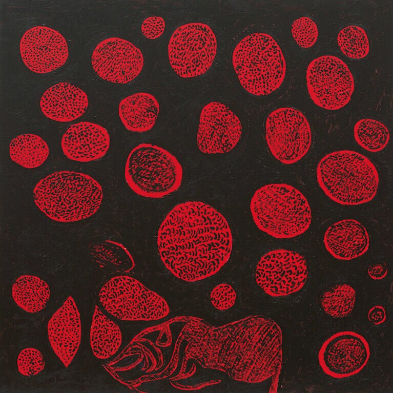 草間彌生《たくさんの愛のすばらしさ》2019年 所蔵：有限会社ティーパーティー