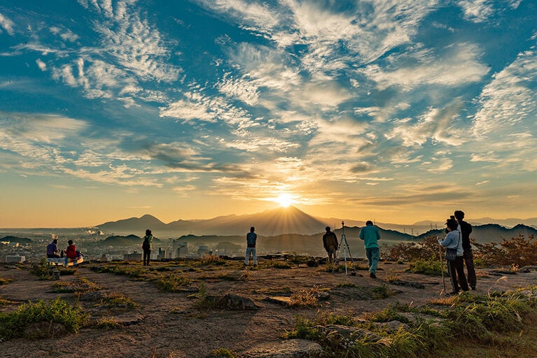 米子城から望むダイヤモンド大山。photo: Yuichi Oka