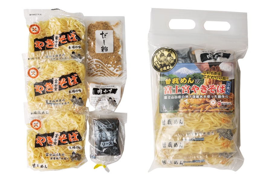 富士宮やきそば3食セット〈むし麺120g、ソース各3、肉かす、だし粉各1〉723円／曽我めん
