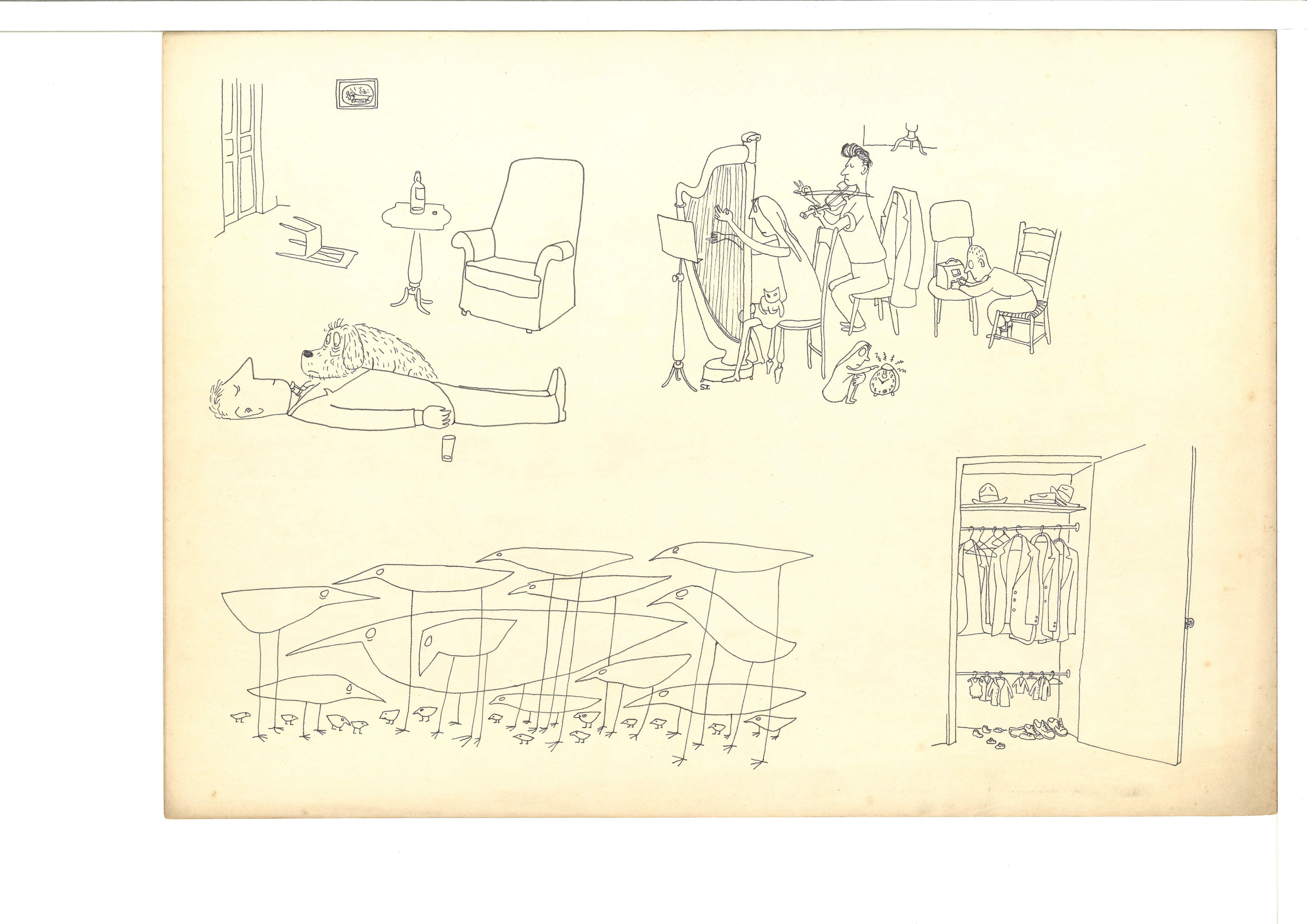 雑誌「ニューヨーカー」などで活躍したソウ ル・スタインバーグの画集を一冊丸ごと模写