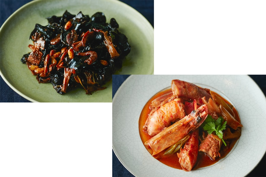 左：濃厚な旨みの辣宝醤、右：明蝦のオールド上海なチリソース