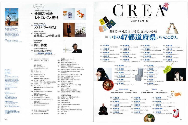 2016年8月号目次。