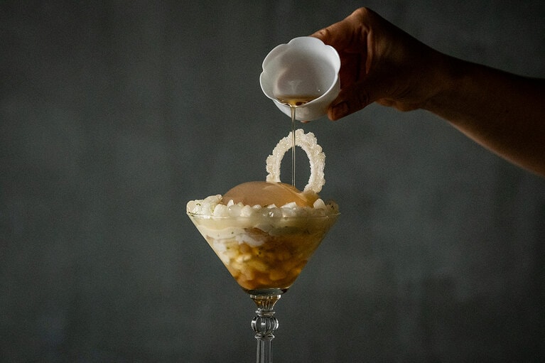 和のパフェ「和梨のあんみつ」。