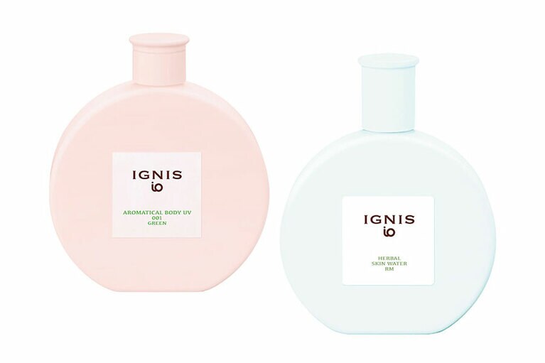 気分で選べる香りが揃う。左から：アロマティカル ボディ UV SPF30・PA++ 001 120g 1,800円、イグニス イオ ハーバルスキンウォーター RM 100mL 3,000円／イグニス(2020/4/5発売)