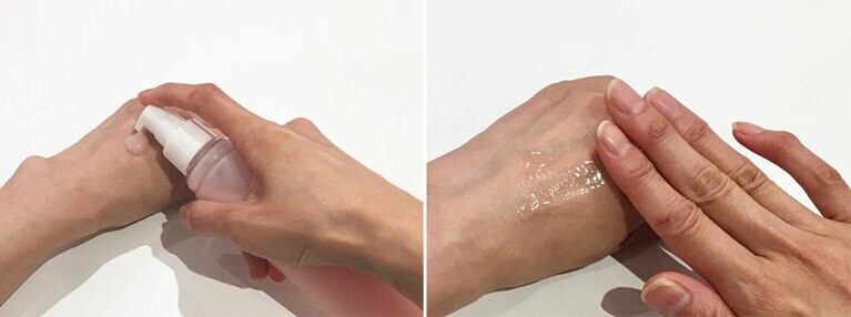 ピンクは抗炎症作用があるとされるシコンエキスの天然の色。プッシュ形式で出しやすいのも〇。