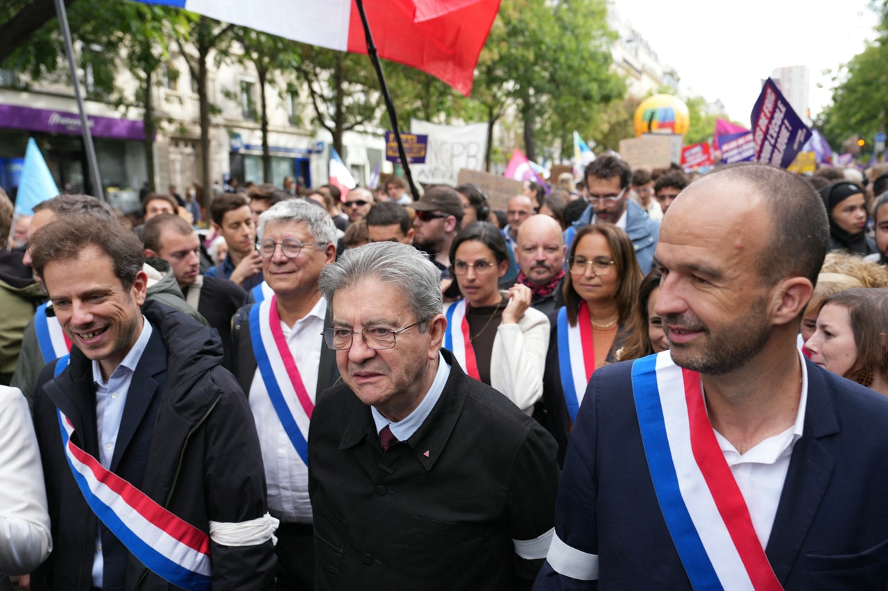 左派政党「不屈のフランス」を率いるジャン=リュック・メランション。©時事通信社