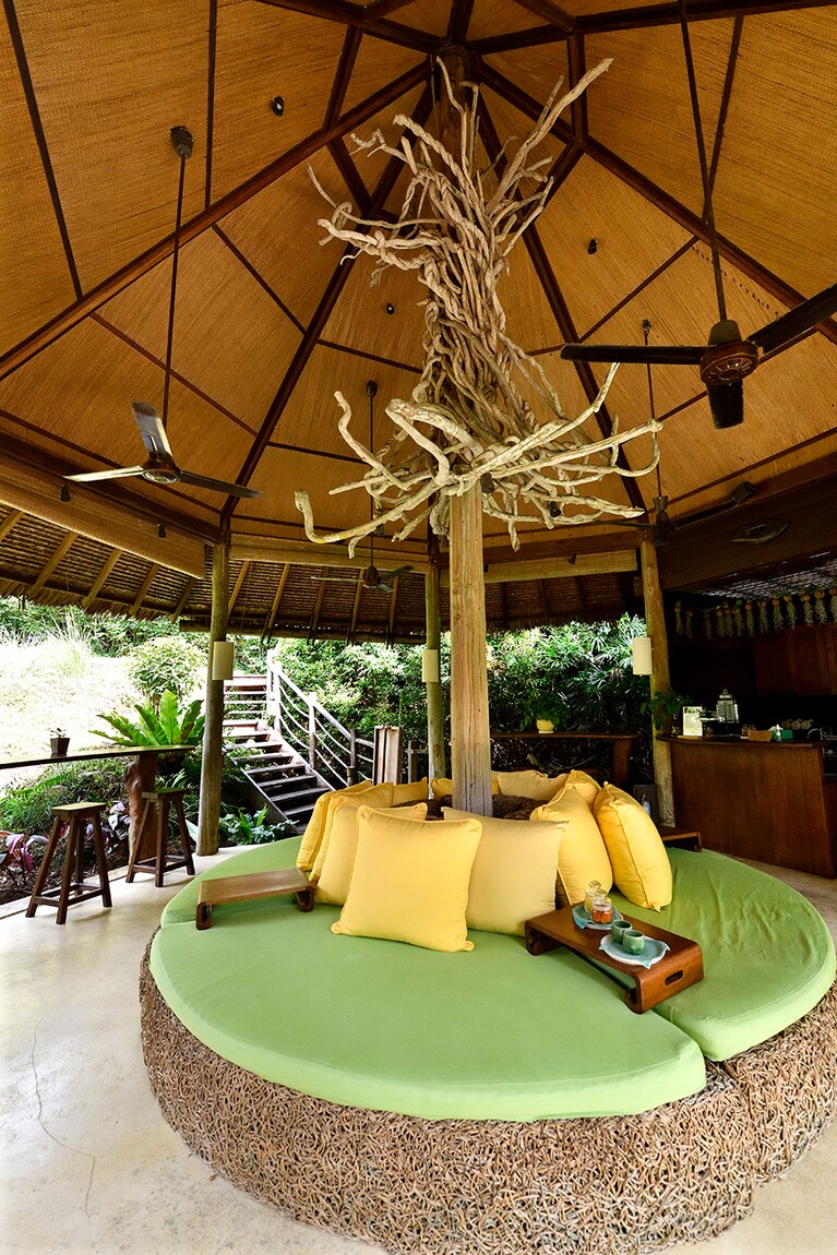 「スパ・パヴィリオン」の一角。トリートメントの後はここでお茶を。