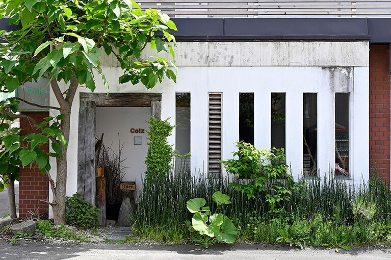 緑に囲まれた入口。