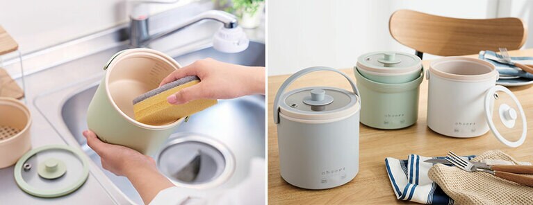 電源を外して本体を洗う。本体カラーはミント、グレー、ホワイトの3色。