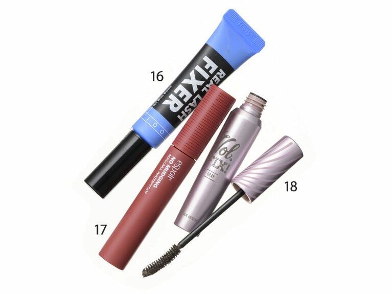 16：アイドル リアルラッシュフィクサー｢私の下向きまつげでもカールを維持できる強靱なキープ力｣(千国)  17：ノマッジング マスカラ ウォータープルーフ ROSY「ブラシが優秀でフワッとした美まつげに」(千国)  18：ラッシュパーム ボリュームフィックスマスカラ グレー「淡いグレーが生み出すやわらかな印象がお気に入り」(千国)