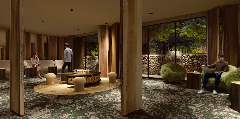 ラウンジでは、宿泊者の思い思いのひとときが、流れてゆく。