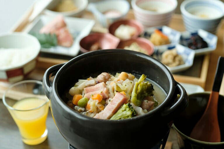 朝食のスコッチブロスが、お腹に優しい。