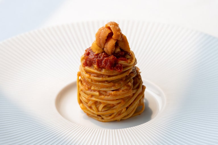 雲丹とトマトのタヤリン。