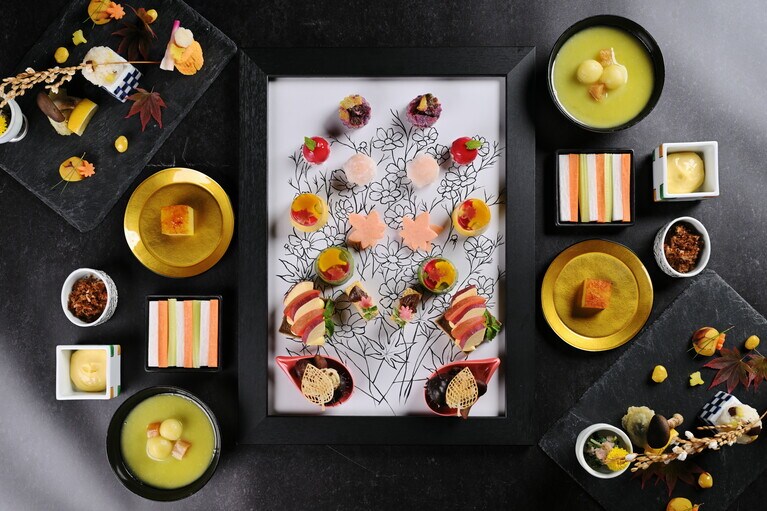「Art of Plate 華をかし－錦秋の舞台－」のイメージ。1名10,000円（税込・サ別）、7日前までに要予約。開催日は予約サイトにて確認を。