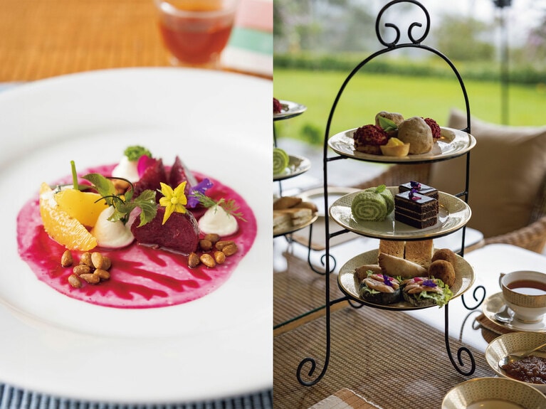 アフタヌーンティー、朝食、夕食、飲み物が含まれるオールインクルーシブスタイル。