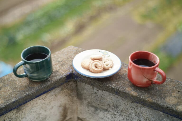 バルコニーでコーヒーを。