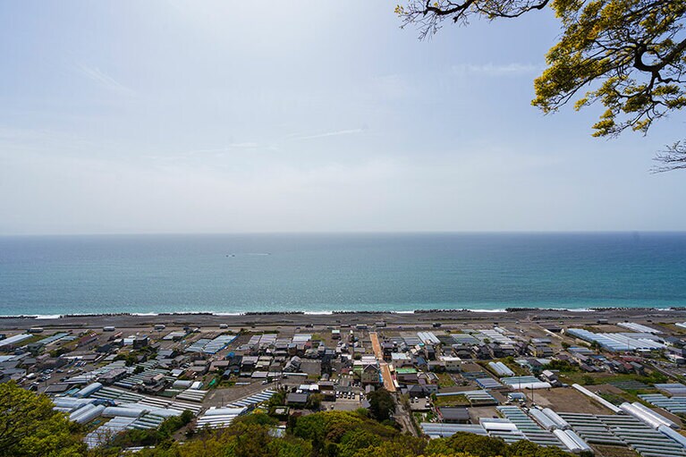表参道から見えるのは、澄みわたる空と海の青さが胸を打つ絶景。