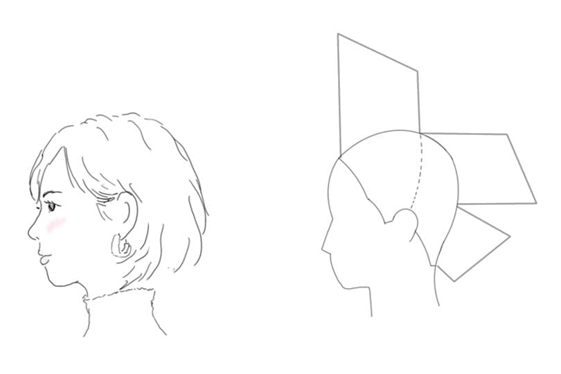 美容師は髪があらゆる方向に立ち上がっている様をイメージしながら髪を切っている