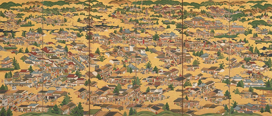 《洛中洛外図屏風》 江戸時代17世紀。石橋財団アーティゾン美術館、新収蔵作品。