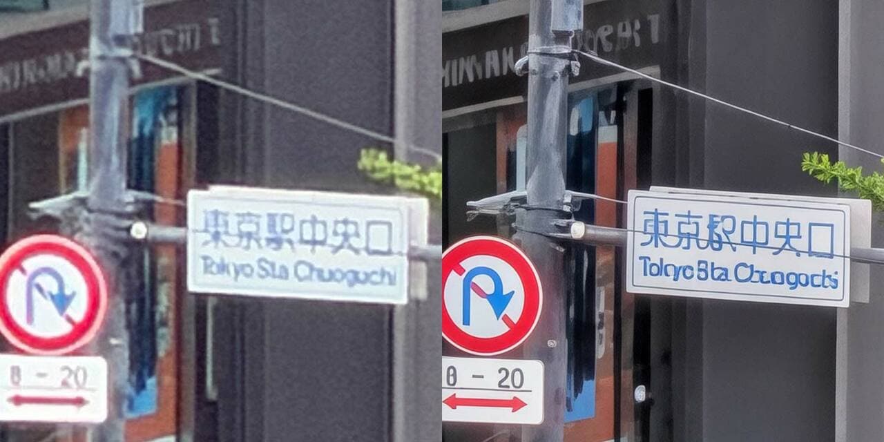 iPhone（左）が、いかにもデジタルズームらしい絵面なのに対して、Pixel（右）は必要以上の補正が働き、本来とは異なる文字へと形を変えてしまっています