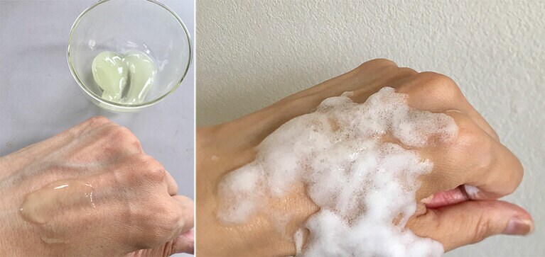 すぐに炭酸が発生し、濃密な泡状に。