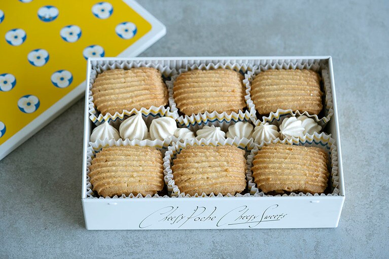 Cheesy Poche(チージィーポッシュ) 18枚、メレンゲ13g 3,400円／Cheesysweets