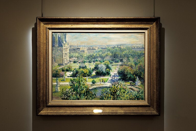 《チュイルリー》（1876年）。画家たちの支持者ヴィクトル・ショケのリヴォリ通り198番地のアパルトマンから描いた俯瞰図。