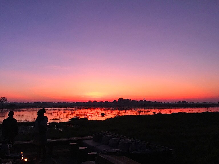 キャンプ全体を包み込んだみごとな朝焼け。