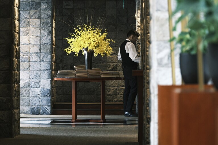 大きな花が飾られて。