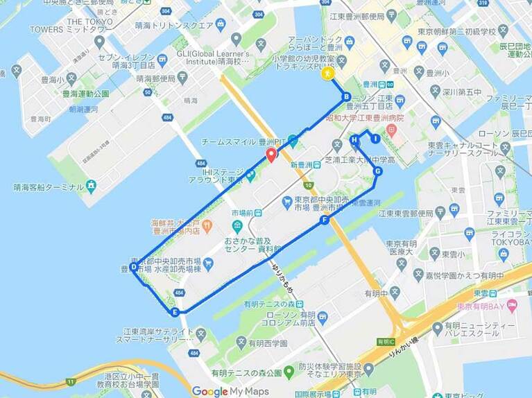 東京湾沿いに4.5kmのコースが整備されている。