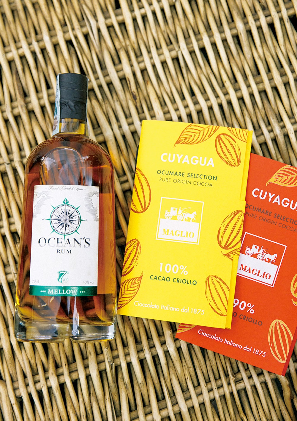 カカオのクリオーロ種100％、90％の“CUYAGUA”(各6ユーロ)にはスペイン産ラム酒がよく合う。