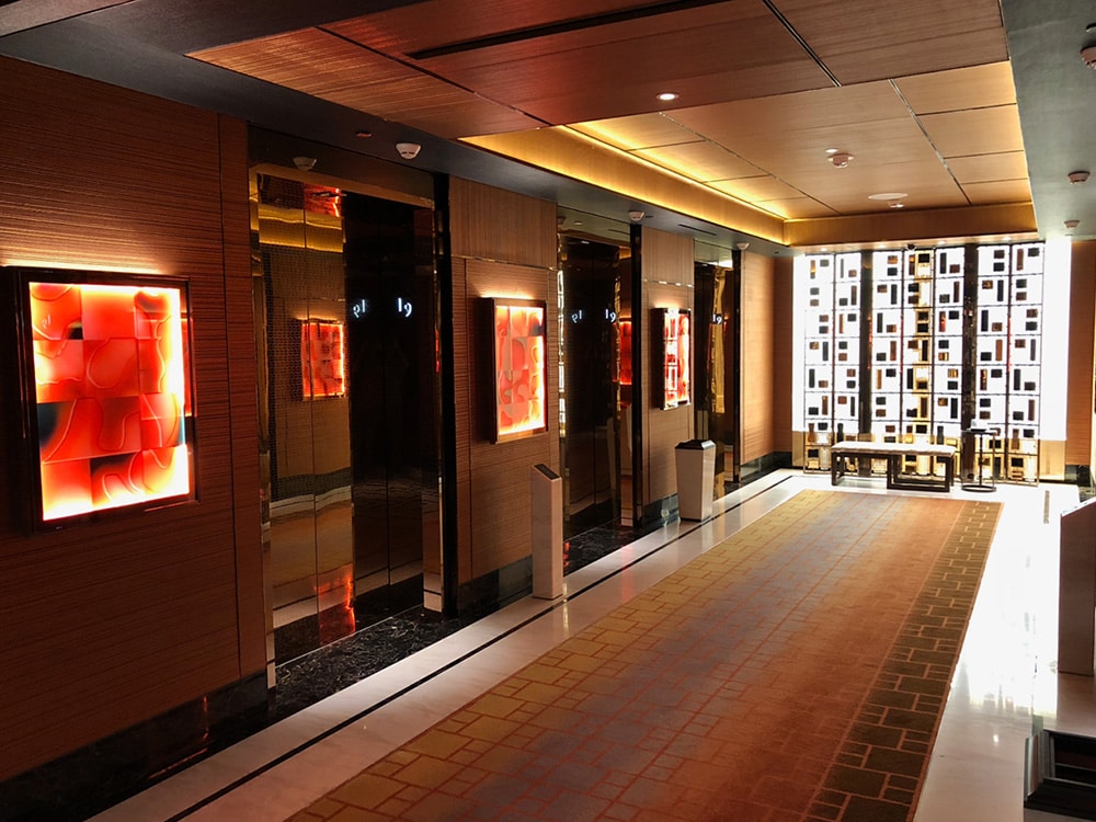 エレベーターホールと客室をつなぐ廊下部分。