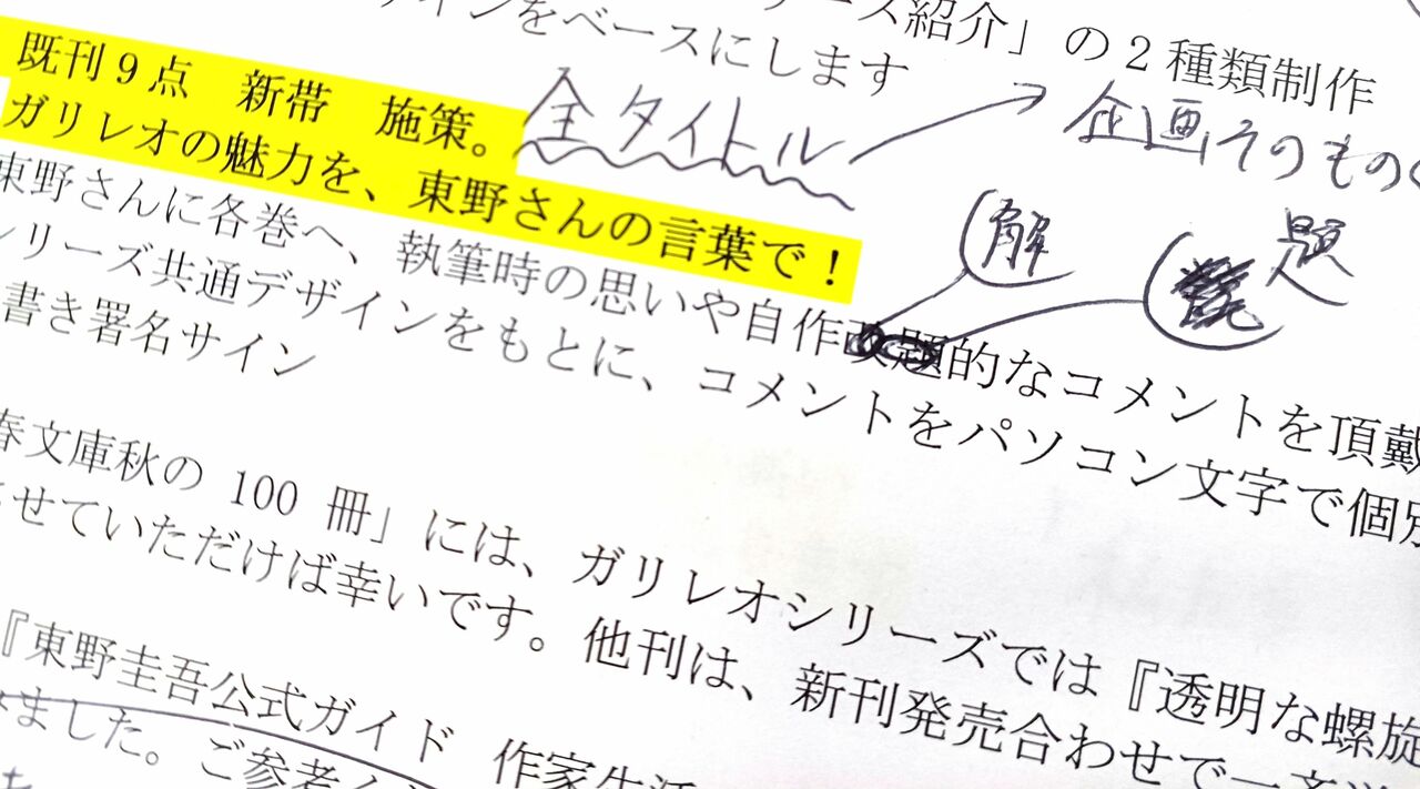 企画書にはタイプミスが。編集者が慌てて修正した形跡も……