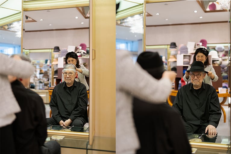 サイズを測ってくれたのは四代目マダムの江美さん。大きさは58センチでした。