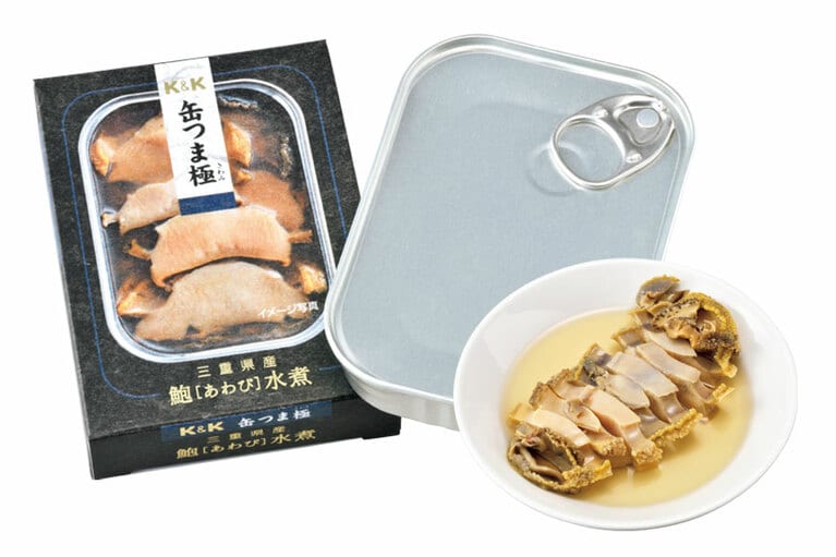 K&K 缶つま極 三重県産 鮑〔あわび〕水煮 10,800円／国分グループ本社