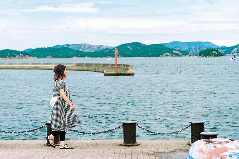 瀬戸内海が広がる宇野港。