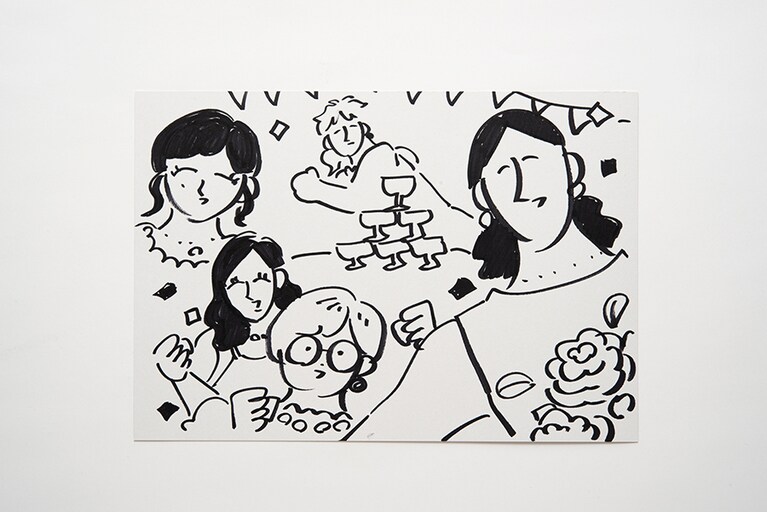 ちょっとしたパーティーを楽しむ「前世からの友」のみなさん